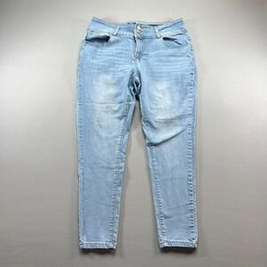 Blue Pearl Jeans Womens 14 Denim Cotton Stretch Mid Rise Skinny Leg Light Wash